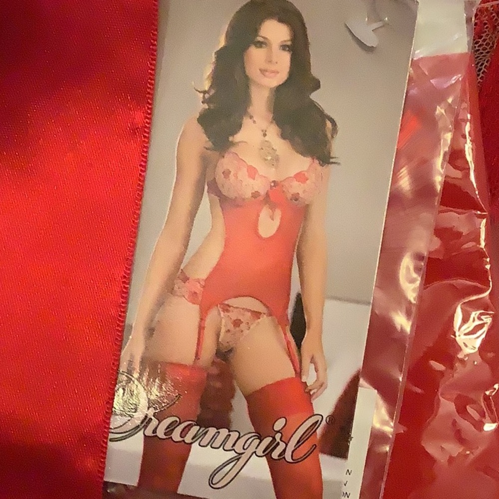 Valentine’s Lingerie Red with Stockings Large
